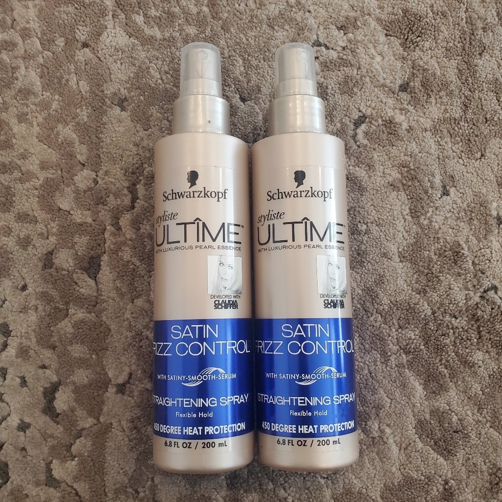 2 PACK Schwarzkopf Styliste Ultime Satin Frizz Control Straightening Spray 6.8oz